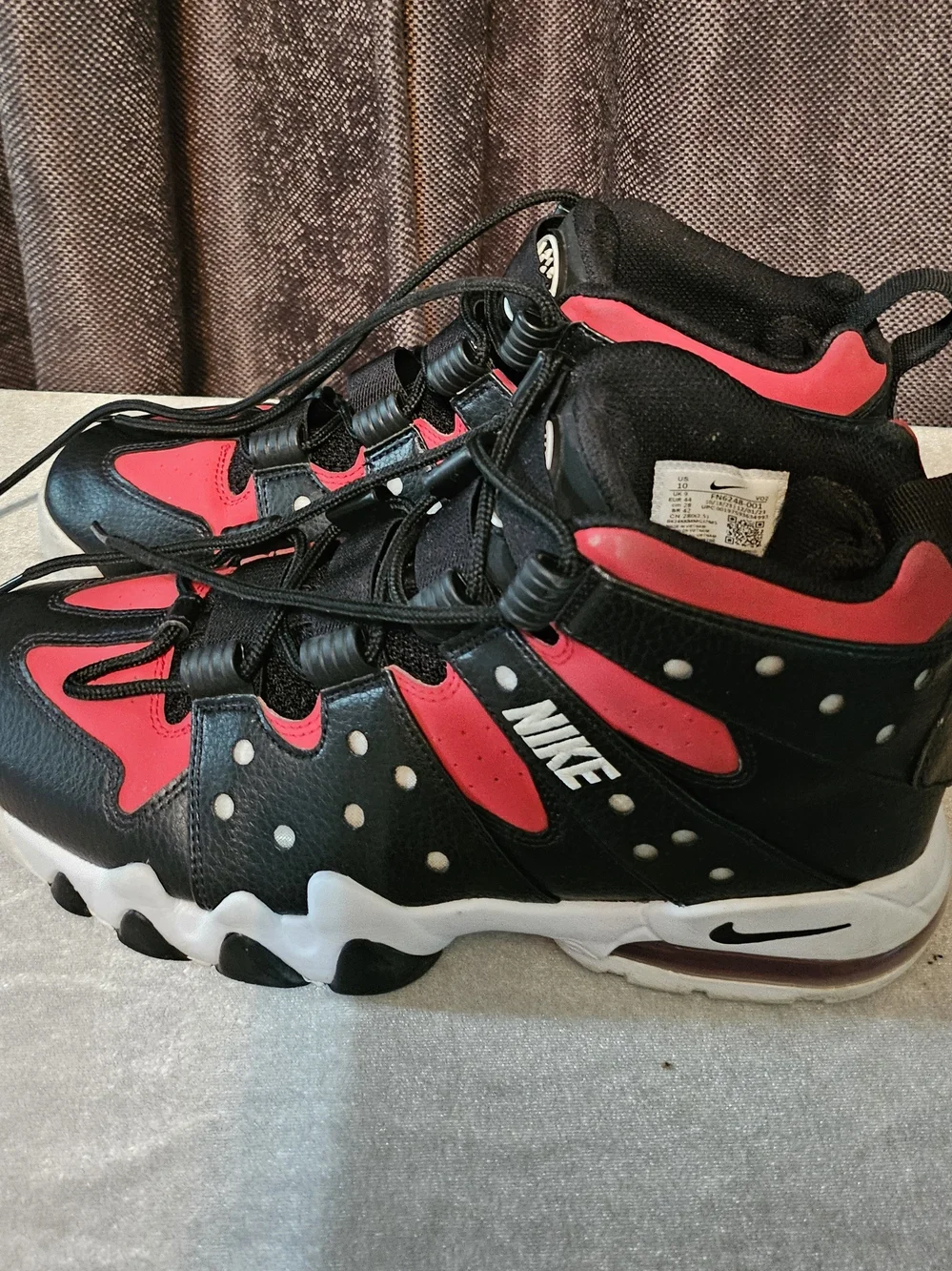 Men's Nike Air Max 2 CB 94 Black, White and Red High-Top Sneakers
